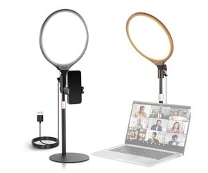 NEEWER Basics Ring Light de Bureau 10,5" avec Support/téléphone/minuterie, 3000-6500K,15W LED Plein écran,éclairage Video pour Selfie,Enregistrement,Streaming,Maquillage,Ordinateur Portable,R10