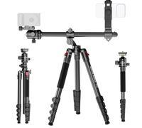 NEEWER BASICS Trépied horizontal de 164 cm pour double appareil photo reflex numérique en aluminium avec support de téléphone portable compatible avec iPhone pour enregistrement vidéo, charge de 10 kg