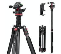 NEEWER Basics Trépied Monopode de Voyage en Fibre de Carbone, Support Compact et Léger pour Caméra et Téléphone Portable (162,6cm),Compatible avec iPhone Vidéo,Rotule Arca,Charge Maximale 6kg,TP17B