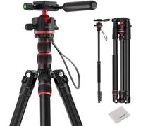 NEEWER BASICS Trépied/Monopode pour Appareil Photo,77'',Compact & Léger,pour Voyage DSLR Vidéo,avec Rotule 360°,Plateau Rapide Arca, Pieds Réversibles,Axe Central Inversé et 2 Chiffons,Charge 6kg,TP08