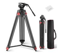 NEEWER BASICS Trépied vidéo de 188 cm avec tête de fluide amortie, support en métal robuste pour appareil photo reflex numérique, caméscope, enregistrement vidéo, plaque QR compatible avec Manfrotto