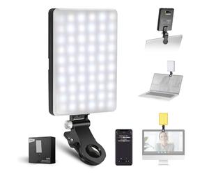 NEEWER Basics VL67B Lampe Selfie pour iPhone, Bicolore, Contrôle App | Lampe à Clip 2000mAh, Éclairage Visioconférence, Vlog & Streaming, pour PC, Portable, Webcam & Écran