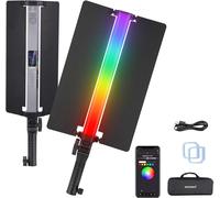 NEEWER Baton Lumineux Tube LED RGB2 + Barndoor en Métal, Poignée, Commande Touch Bar/APP/2,4G, Lampe Vidéo RGB Magnétique Rechargeable, 2500K-10000K CRI98+ Dimmable éclairage Photographie, 18 Scènes