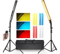 NEEWER Bâton Lumineux Vidéo LED Amélioré, Kit de Remote Control 2,4G, 2 éclairage Vidéo Portable à Intensité Variable 3200K 5600K CRI97+ avec Support/Filtre/Sac pour Youtube/Photographie,BH20B Noir