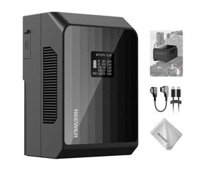 NEEWER Batterie Mini V Mount PS099EP, 6800mAh 99Wh V Lock, Charge Rapide 100W PD, Double Port USB C/D Tap/BP/USB A/Double DC/écran OLED/Chiffon pour Caméscope, Moniteur, Lampe Vidéo