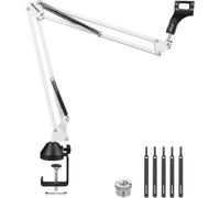 NEEWER Boom Support de bras de microphone avec vis de 3/8 à 5/8 et serre-câbles, compatible avec Blue Yeti Snowball, Yeti X Quadcast, etc. Charge maximale : 1,5 kg (blanc)