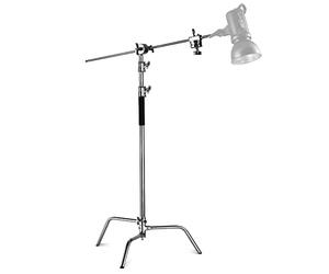 NEEWER C Stand Pro Robuste en Acier Inoxydable 100% avec Bras Boom,Hauteur Max 320cm Pour Lumière de Photographie avec Bras de Maintien de 128cm,2 Têtes de Grip pour Studio Monolight,Softbox, SC320