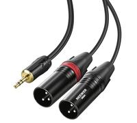 NEEWER Câble Adaptateur 3,5mm(1/8'') TRS AUX vers Double XLR,1,8m(6ft),Mâle-Mâle,pour Phone,Tablette,Ordinateur Portable,Lecteur MP3,Table Mixage,Enceinte,Moniteur Studio,Système PA Sonorisation,MS024