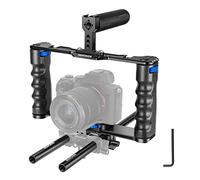 NEEWER Kit de Montage pour caméra vidéo en Alliage d'aluminium avec Deux poignée supérieure,tiges de 15 mm,Compatible avec Sony A7S III,Sony A6600 Canon EOS R5 R6 DSLR Mirrorless Camera Noir-Bleu