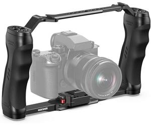 NEEWER Cage Caméra Vidéo avec Plaque à Dégagement Rapide Arca,Double Poignées,Filetage ARRI 3/8"et 1/4",Sabot Froid,Stabilisateur Caméra Universel Compatible avec SmallRig NEEWER Plaque de Base,CA077
