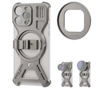 NEEWER Cage en Métal LiteArmor pour iPhone 15 Pro Max, Stabilisateur de Téléphone avec Adaptateur pour Filtre 67mm, Objectifs à Monture 17mm, Béquille Pliable, Compatible avec MagSafe Chargeur, PA068