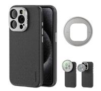 NEEWER Cage pour iPhone 15 Pro, Cage de Protection TPU + PC Résistante, Plaque Arrière Objectif avec Filetage 17mm, Adaptateur Filtre 67mm, Antidérapante, Compatible avec MagSafe, PA053 Noir/Titane
