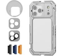 NEEWER Cage téléphone compatible avec iPhone 17 Pro Max¿ stabilisateur vidéo à dégagement rapide&anneau filtre 67mm¿ plaque arrière d'objectif 17mm¿ adaptateur monture en T¿ PA144 (argent)