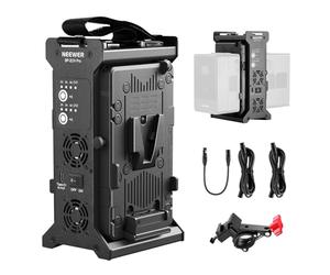 NEEWER Chargeur de Batterie V Mount 2 Canaux avec Charge Rapide USB C 100W PD,DC 48V/DC24V/100W PD/D TAP Sorties,Chargeur Métal Multifonctionnel Compatible avec SmallRig NEEWER PS099E VB99, BP-2CH Pro