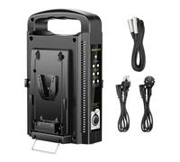 Neewer Chargeur Double Canaux de Batterie V-Mount/V Lock avec DC 16,5V Alimentation, Compatible avec Tous Plaques V-Mount (Batterie Non Incluse)