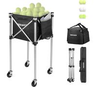 NEEWER Chariot à Roulettes Pliable pour Balles avec Rangement Sac,3 Poches Latérales pour Accessoire,Support pour panier jusqu'à 175 balles de Tennis ou 120 de Pickleball,aucun Assemblage requis,TB02X