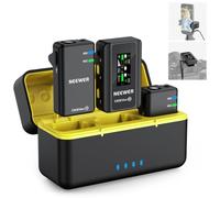 Neewer CM28 Max Système Micros Lavalier sans Fil Boîtier Chargement 48KHz 24Bit Stockage 8GB 25H Portée 300m Enregistrement Vidéo Micro à Annulation Bruits pour iPhone iPad Android Appareil Photo PC