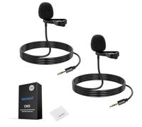 NEEWER CM5 Microphone Lavalier (Packs de 2), 1,2m, Micro Cravate Filaire Omnidirectionnel à Condensateur 3,5mm TRS, Compatible avec Rode Wireless GO II 2 Caméra, émetteur DJI,1 x Chiffon de Nettoyage