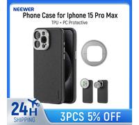 Neewer coque de téléphone pour Iphone 16/15 Pro Max, TPU + PC étui de protection robuste avec plaque arrière d'objectif 17mm plate-forme de cage de téléphone en cuir for iphone 16Pro Max