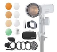NEEWER CRM5 Kit d'Accessoires Magnétiques pour Flash Q3, Adaptateur Tête Carrée à Tête Ronde avec Coupe Flux, Grille, Dôme Diffuseur, Panneau Diffuseur, Visière, Gels de Couleur, Boîte de Transport