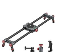 NEEWER Curseur de Caméra en Fibre Carbone 40cm avec Rotule 360°/Pince Téléphone/Support de Caméra d'action,Rail Dolly Rail avec 4 Roulements et Pied,Compatible avec GoPro Insta360 iPhone Android,CS1M