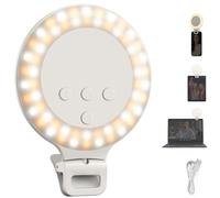 NEEWER Entry Level Version 3.8" Anneau Lumineux Ring Light, 3W Clip sur Téléphone Selfie Éclairage pour iPhone Ordinateur Portable Bureau Ordinateur Webcam Vidéo Conférence, 3 Modes CRI80 600mAh, NR5