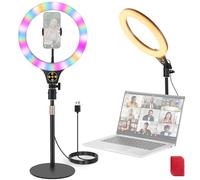 NEEWER Entry Level Version N37 10.5" RGB Ring Light avec Support de Bureau/Support pour téléphone, Compatible avec iPhone/télécommande, éclairage LED 10 W IRC 85+ pour TikTok, Youtube, Le Streaming
