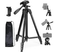 NEEWER Entry Level Version Trépied pour Téléphone Portable et Appareil Photo, Support de Voyage Léger en Métal avec Griffe Porte-Téléphone Portable Compatible avec iPhone, TP53
