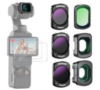 NEEWER Filtre de Diffusion Noir 1/4 ND8/PL ND32/PL ND64/PL CPL pour Effet Cinématographique Brumeux,0.75x Objectif Grand Angle,2X Objectif Macro, Compatible avec DJI Osmo Pocket 3/4/Xtra Muse, FL-B16