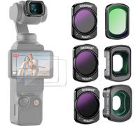 NEEWER Filtre Kit ND Polarisant (Lot de 4) ND8/PL ND32/PL ND64/PL CPL Filtre Noir Diffusion 1/4 Objectif Grand Angle 0,75X,Objectif Macro 2X & Protecteur Écran Compatible avec DJI Osmo Pocket 3,FL-B16