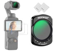NEEWER Filtre ND Variable & Diffusion Noire 1/4 Compatible avec DJI Osmo Pocket 3 Creator Combo Accessoire, ND2-32, 2 en 1 Filtre Magnétique Caméra d'action, Protection d'Écran & Chiffon de Nettoyage