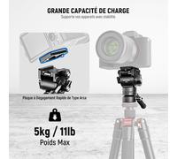 NEEWER Fluid Head Tripod with Base Upgrade +/-7° (?48mm), Mini Metal Pan Tilt Video Head & QR Plate Arca Type, Telescopic Handle for DSLR Compact Video Camera, Max Load 5kg, GM35