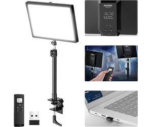 NEEWER GL25B Key Light, Éclairage Panneau LED pour Streaming/PC/Mac App Contrôle 25W 2900K-7000K CRI98+ Dimmable Edge Firing Ultra Silencieux Webcam Vidéo Lumière avec Commande à Distance 2,4G RT100