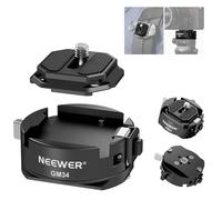 Neewer GM34 Kit de Plaque à dégagement Rapide pour Appareil Photo, Verrouillage Automatique, Plaque de Montage carrée QR avec Base de Serrage de Type Arca, Compatible avec Arca Swiss Peak Design