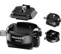 NEEWER GM47B Kit Plaque Dégagement Rapide, Adaptateur Carré QR Anti-Torsion Verrouillage Auto & Base à Pince Compatible avec Arca Swiss DJI Ronin RS 4 Pro RS 3 RS 2 Peak Design Capture Caméra Clip V3