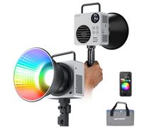 NEEWER HB80C RGBWW LED Lampe Vidéo, Batterie Intégrée 72Wh et Charge Rapide 100W PD, Mini 80W RGB COB Éclairage de Sortie Continu Bowens Monture Projecteur Portable 2500K-7500K, 10400lux/m, 18 Effets