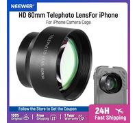 NEEWER HD 60mm téléobjectif grossissement 2X pour iPhone 15 pro Max/Samsung/Xiaomi coque de téléphone avec adaptateur d'objectif 17mm