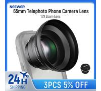 NEEWER HD 65mm téléobjectif téléphone caméra objectif avec pare-soleil pour coque de téléphone, objectif Zoom 1.7X pour iPhone 16 15 S25 S24 Ultra