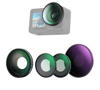 NEEWER Kit Accessoire d'Objectif et Filtre ND 4 en 1 Compatible avec DJI Osmo Action 5 Pro/4,ND Variable 8-32+CPL+Diffusion de Brume Noire 1/4+Objectif Grand Angle 185°,Vissable,Verre Optique HD,FL-53