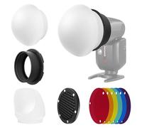 NEEWER Kit d'accessoires pour Flash avec diffuseur en Silicone, Grille, réflecteur, 6 gels de Couleur et 1 Anneau Adaptateur magnétique Compatible avec Godox V1/V1 Pro NEEWER Z1 Z2 Tête Ronde