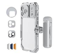 NEEWER Kit de Cage pour Téléphone Vidéo Uniquement Compatible avec iPhone 17 Pro,avec Bague de Filtre de 67mm,Plaque Arrière d'Objectif de 17mm et Monture T,Poignée Bluetooth, PA143 (Argent)