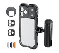 NEEWER Kit de Cage pour Téléphone Vidéo Uniquement Compatible avec iPhone 17 Pro Max,avec Bague de Filtre de 67mm,Plaque Arrière d'Objectif de 17mm et Monture T,Poignée Bluetooth, PA144 (Noir)