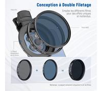 NEEWER Kit de Filtre 67mm avec Clip pour Objectif de Phone, CPL, ND32, Filtre étoilé 6 Points, filtres gradués (4 Couleurs), Compatible avec iPhone 16 15 14 Pro Max 14 13 12 11