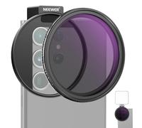 Neewer Kit de Filtre d'objectif de téléphone à Clipser Variable ND2-ND32 de 67 mm, Clip de téléphone avec Anneau Adaptateur fileté/Griffe/Bouton de Verrouillage, Filtre ND Variable HD pour iPhone 15