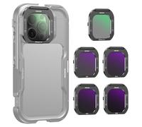 Neewer Kit de Filtre d'objectif de téléphone (Lot de 5), Noir Pro Mist Diffusion 1/4/ND8/ND16/ND32/ND64 Verre Optique HD à libération Rapide Uniquement Compatible avec iPhone 16 Pro (PA073) et 16 Pro