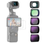 NEEWER Kit de Filtre ND (Lot de 4) Compatible avec DJI Osmo Pocket 3 Creator Combo Accessoires avec Objectif Grand Angle 0,75X & Protecteurs d'Écran,ND16 ND64 ND256 Filtre 1/4 à Diffusion Noire,FL-B14