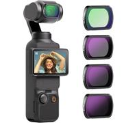NEEWER Kit de filtres magnétiques ND&Diffusion Noire 1/4 Compatible avec DJI Osmo Pocket 4 et Pocket 3 Creator Combo, 4 Pack filtres pour caméra d'action, densité Neutre (ND16 ND64 ND256)