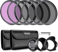 NEEWER Kit de filtres ND 49 mm : UV, CPL (polarisation Circulaire), FLD, ND2, ND4, ND8, Pare-Soleil et Capuchon d'objectif compatibles avec Les appareils Photo Reflex numériques Canon, Nikon, Sony