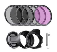 NEEWER Kit de filtres ND 72 mm et Accessoires pour Objectif, ND2 ND4 ND8 UV FLD CPL (polarisant Circulaire) avec Capuchon d'objectif et Pare-Soleil d'objectif en Forme de Tulipe