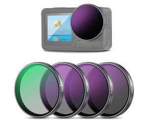 NEEWER Kit de filtres ND à clipser compatible avec DJI Osmo Action 5 Pro/4/3, 4 Pack(ND8 + ND16 + ND32 + CPL). Se fixent sur le cache d'objectif en verre d'origine.Non compatible avec Osmo Nano,FL-A76